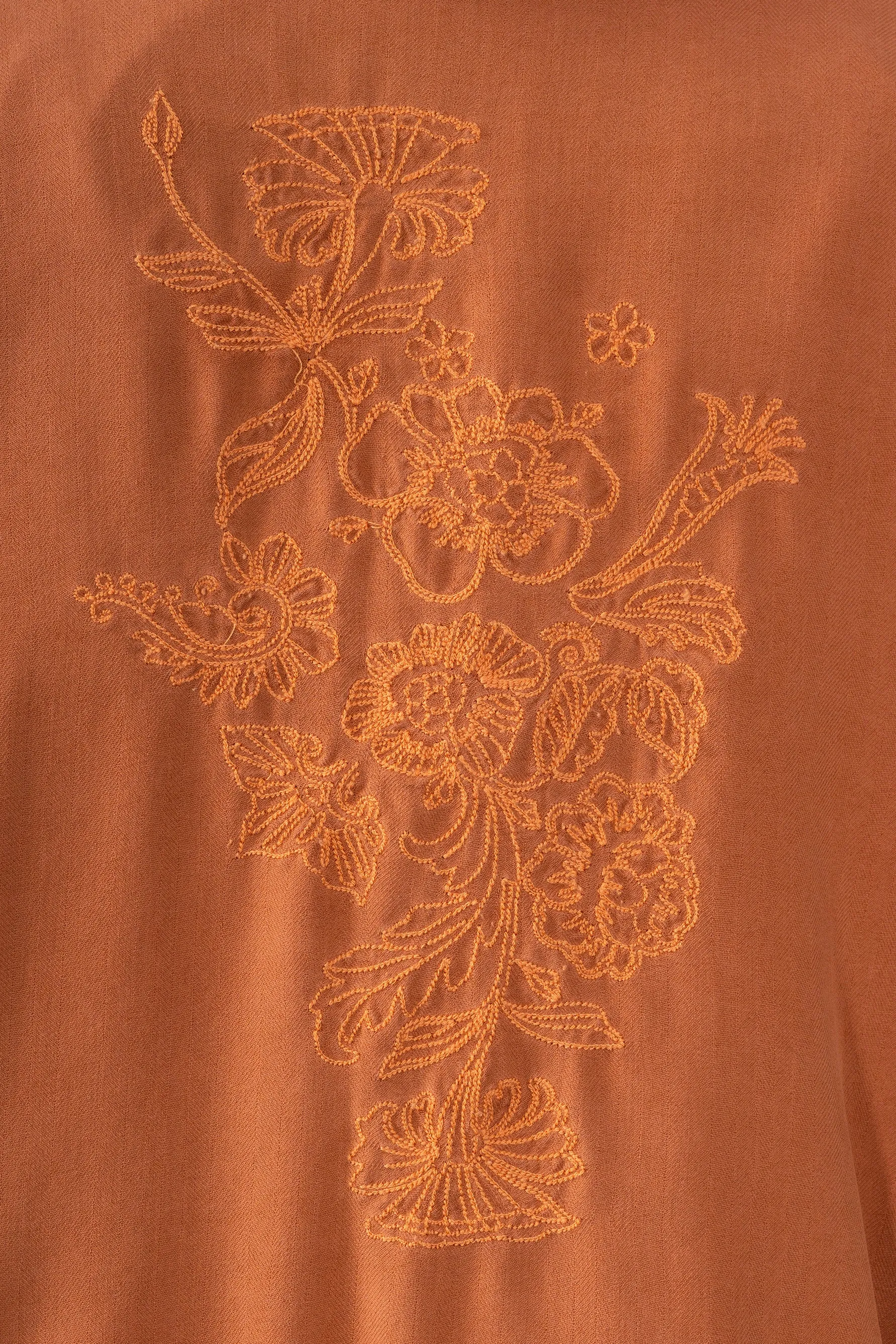 100% Silk crop lined jacket with embroidery in Toffee Brown