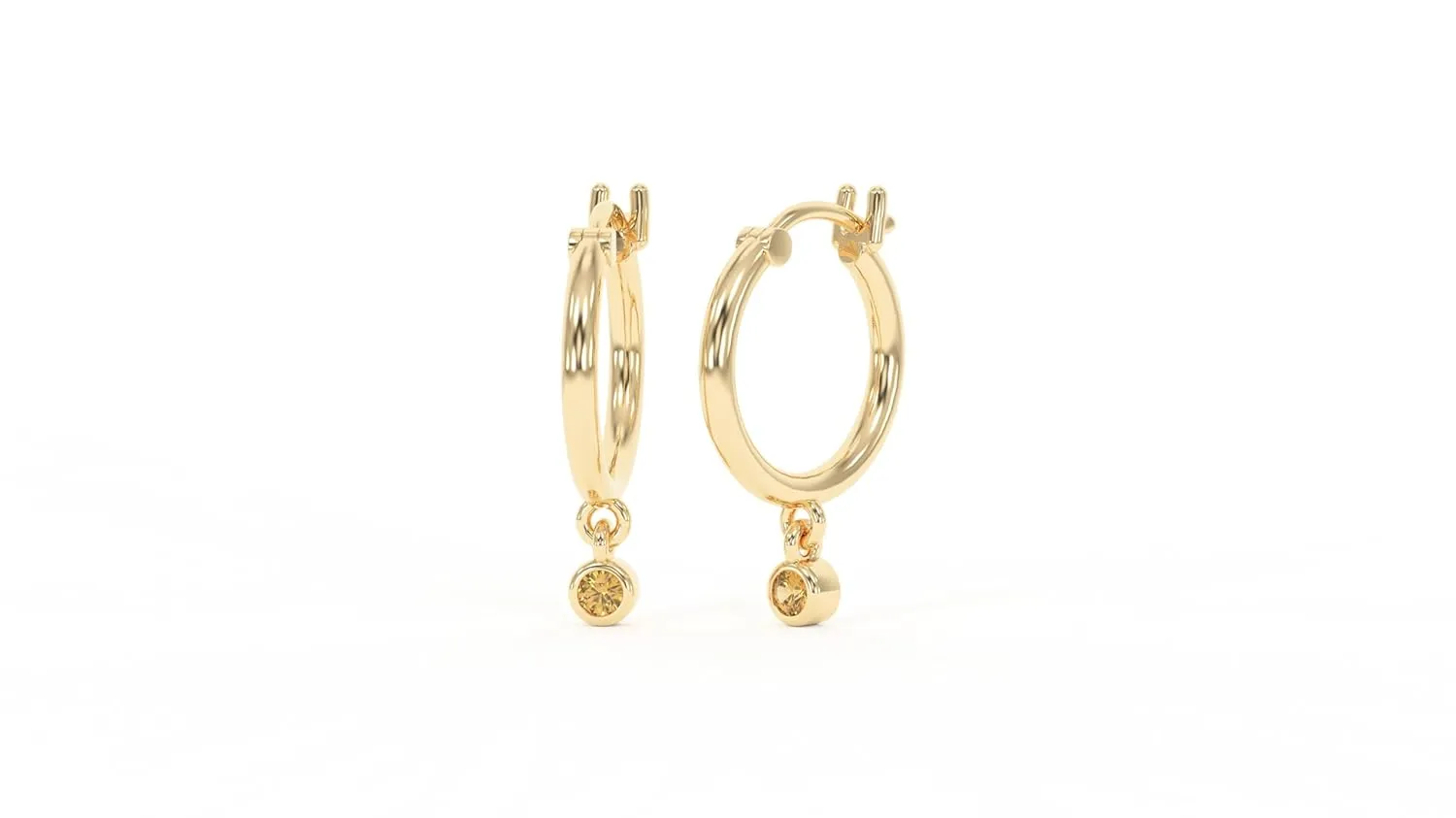 18K Gold Hoop Earrings for Women - Authentic 925 Sterling Silver Hoop Earrings with Citrine Crystal - Hypoallergenic November Birthstone Gift for Mothers Day