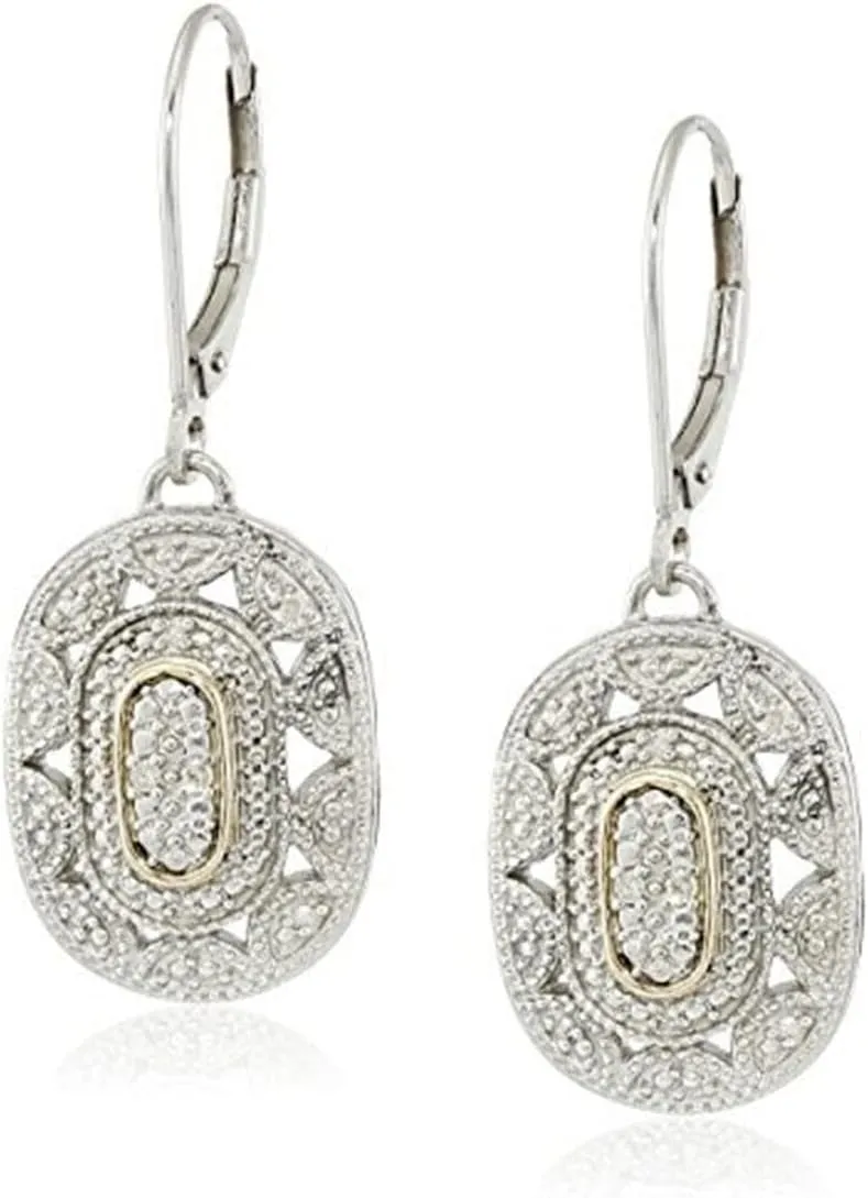 2.00 Ct Round Cut White Diamond Vintage Art Deco Drop & Dangle Lever Back Earrings 14K White Gold Plated