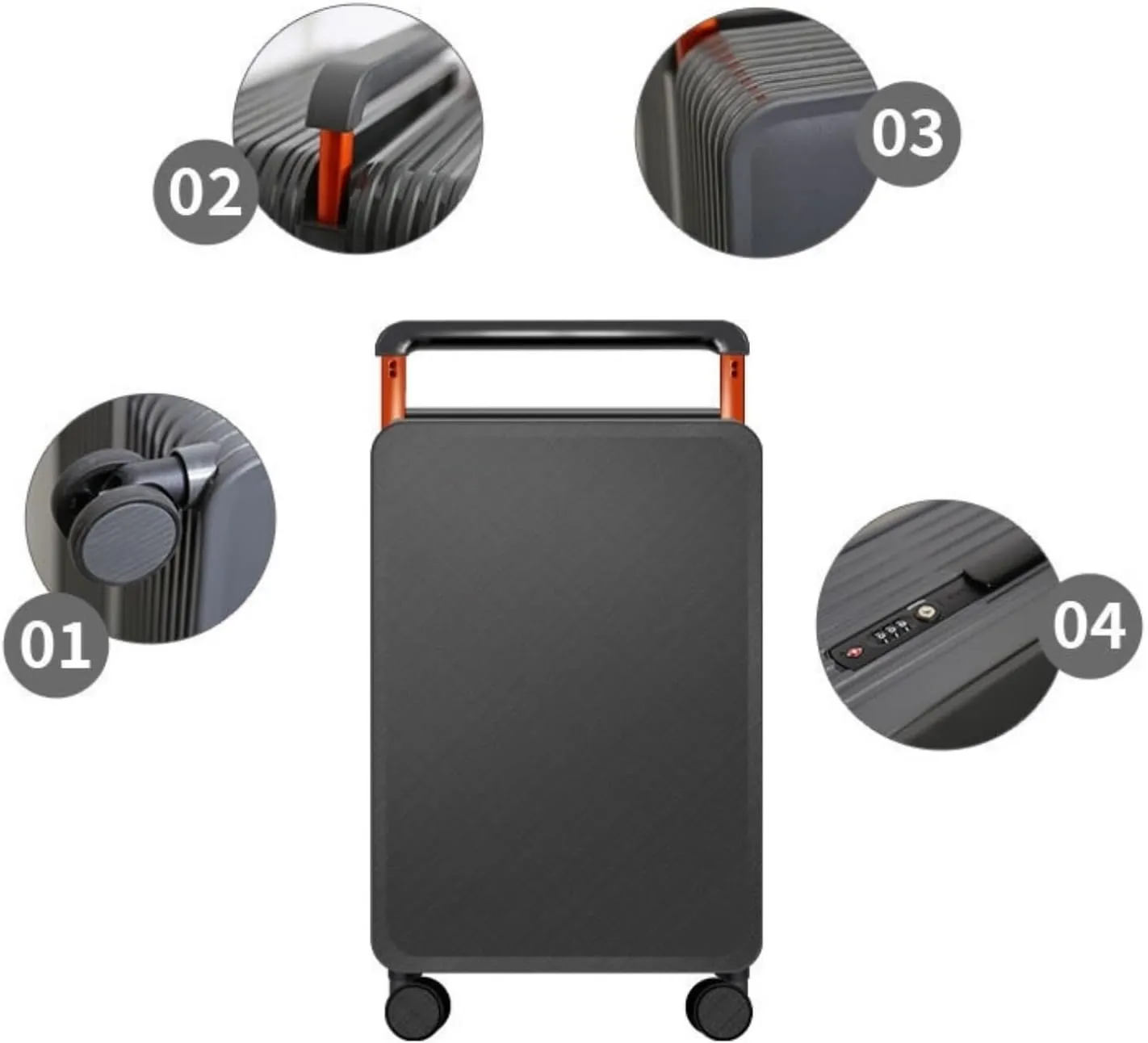 24in Aluminum Spinner Suitcase with TSA Lock, Gray
