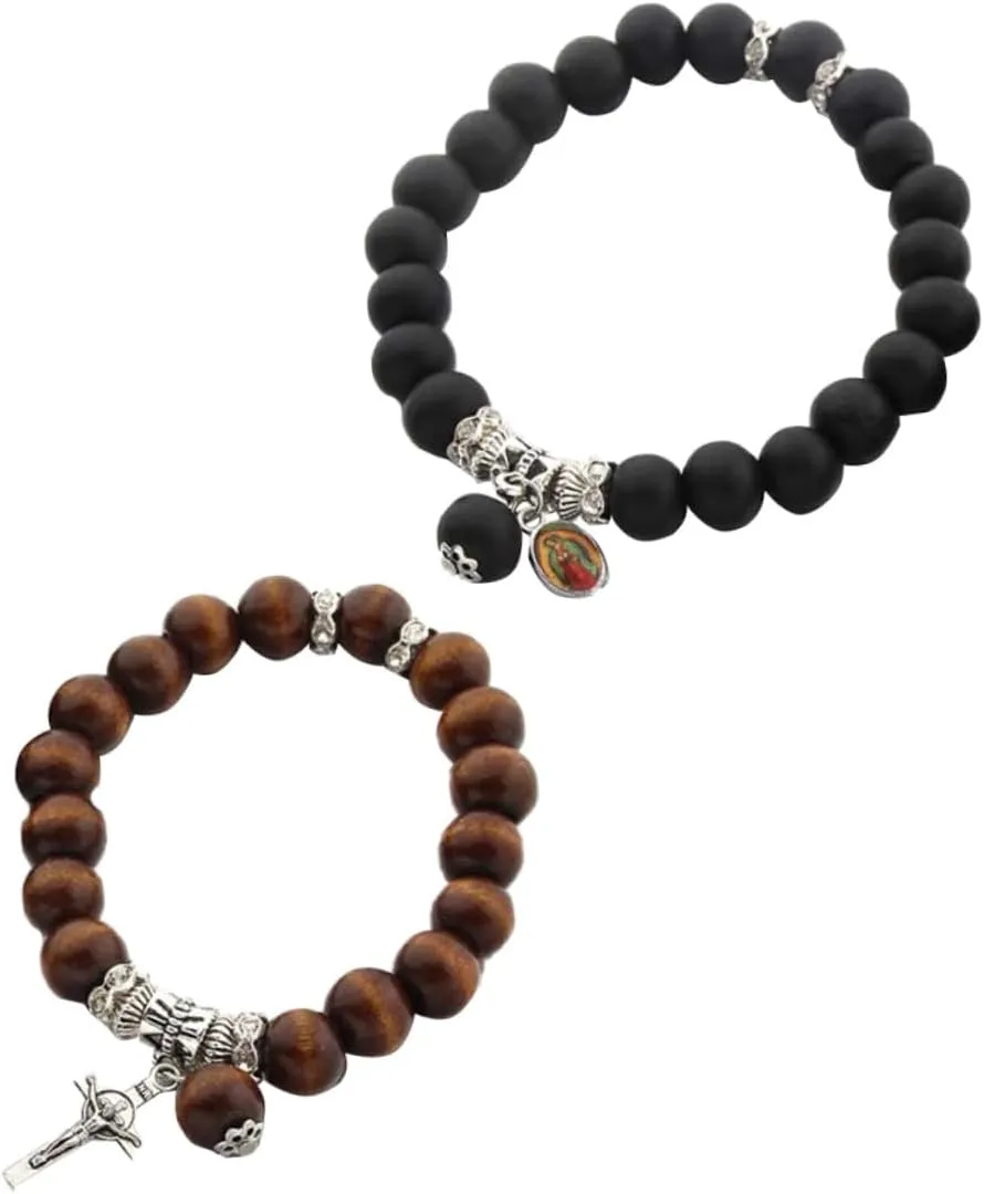 2pcs Couples Wooden Beaded Bracelet for Lovers Beads Wrist Chain Hand Jewelry