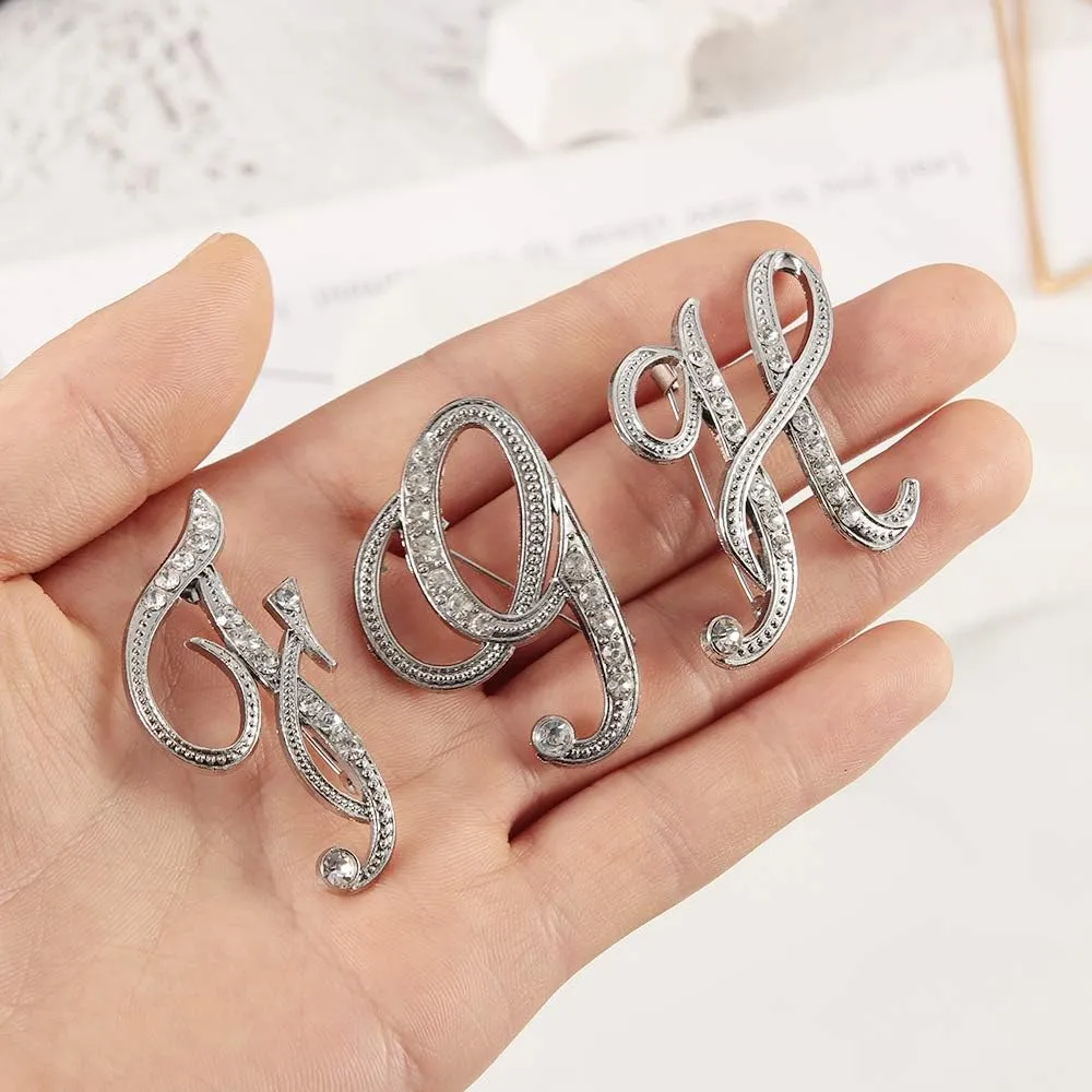 2Pcs Initial Brooches and Pins for Women Rhinestone Letter Pins Initial Pins and Brooches Christmas Brooches for Women Trendy Birthday Gifts Stocking Stuffers for Women