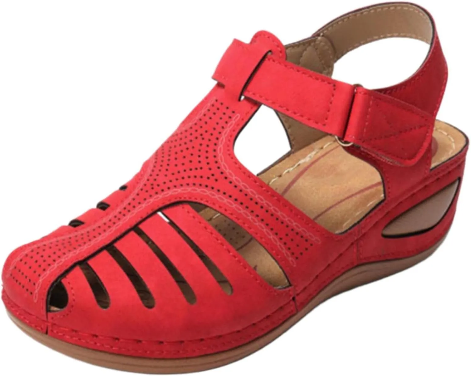 4th of July Movie Orthopedic Wedges for Women Dressy Best Rated Orthopedic Shoes for Women Women's Brown Comfortable Sandals Orthotic Sandals for Women Sandalias De Verano, 9.5 Wide, Red-14