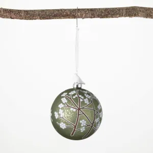 5"H Sullivans Green Blossom Ball Ornament, Multicolored Christmas Ornaments