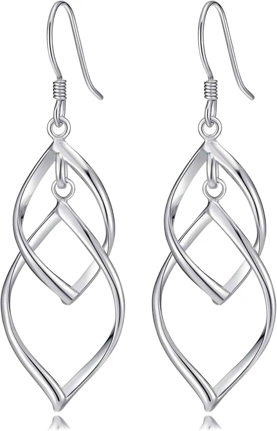 925 Sterling Silver Drop Earrings for Women Linear Swirl Wire Earrings Hypoallergenic Silver Dangle Earrings Boho Dangly Earrings Designer Silver Statement Earrings