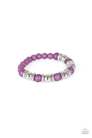Across The Mesa Purple Stone Stretch Bracelet - Paparazzi Accessories