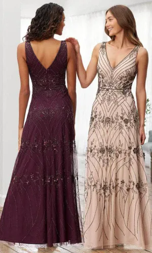 Adrianna Papell Platinum 40368 - Sleeveless V-neck Evening Dress