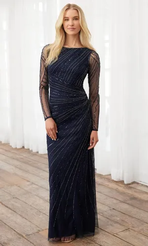 Adrianna Papell Platinum 40399 - Bateau Embellished Sheath Gown
