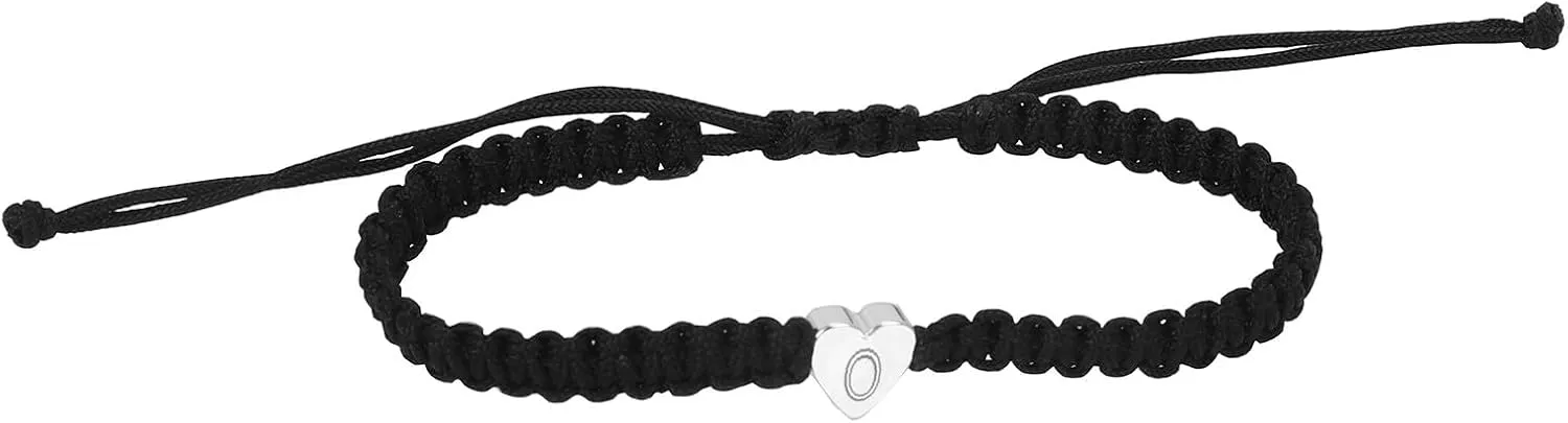 Ae-1500wh-8bvcf Copper Heart Letter Woven Bracelet Dainty Heart Charm Bracelet Woven Bracelet For Men (P, One Size)