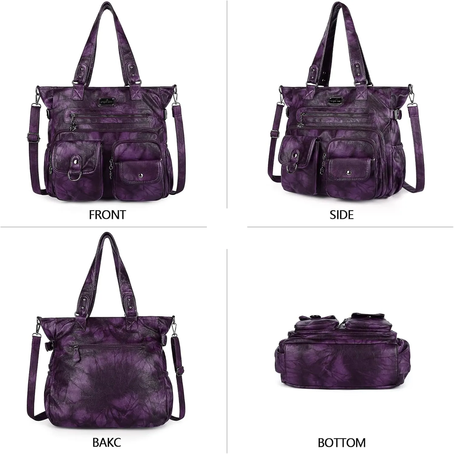 Angelkiss Purses Handbags for Women PU Tote Satchel Bags for Women Pockets Shoulder Bags