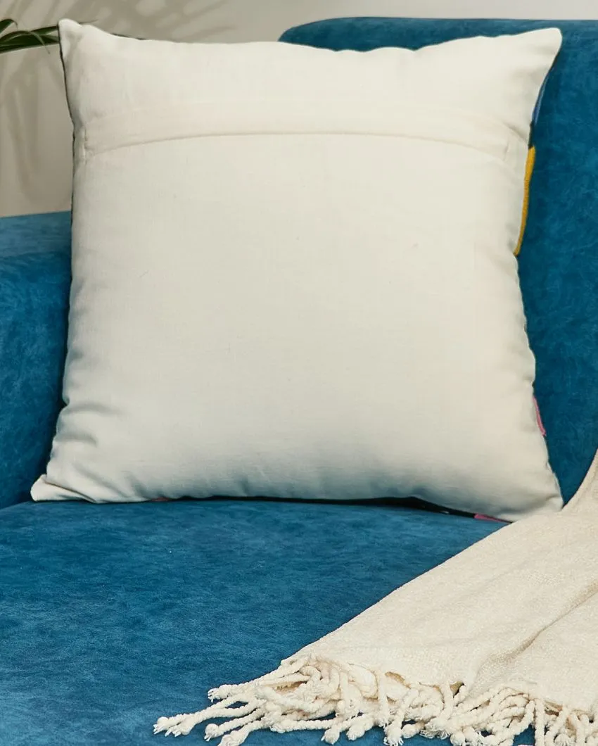 Applique Velvet Cushion Cover With Embroidery | 16 x 16 Inches