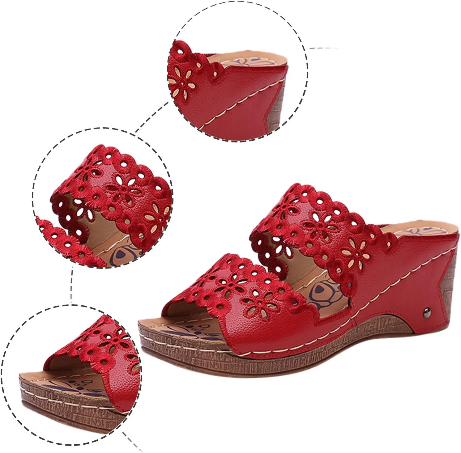 Arch Support Wedge Sandals for Women Arch Support Slip on Slides Sandal Orthopedic Sandals with Arch Support