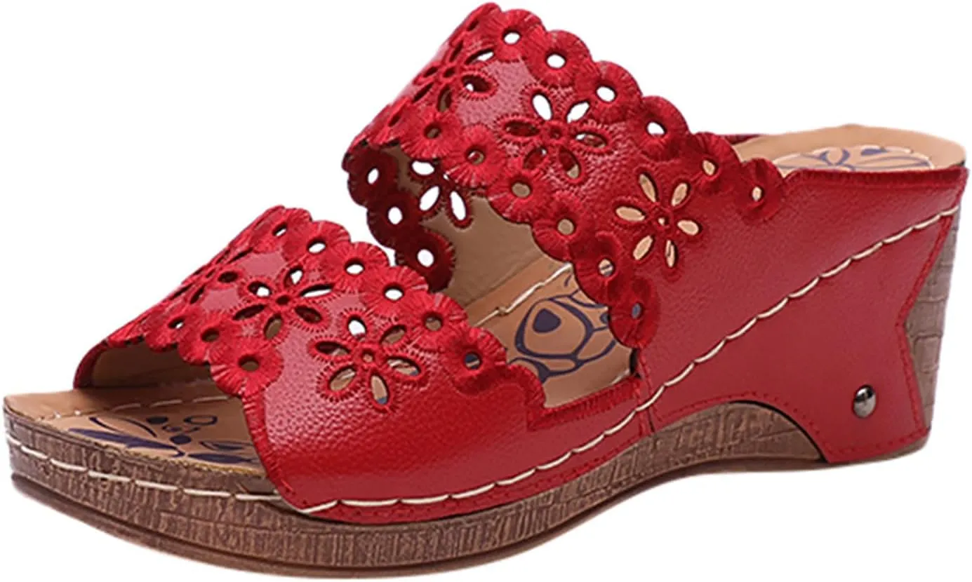 Arch Support Wedge Sandals for Women Arch Support Slip on Slides Sandal Orthopedic Sandals with Arch Support