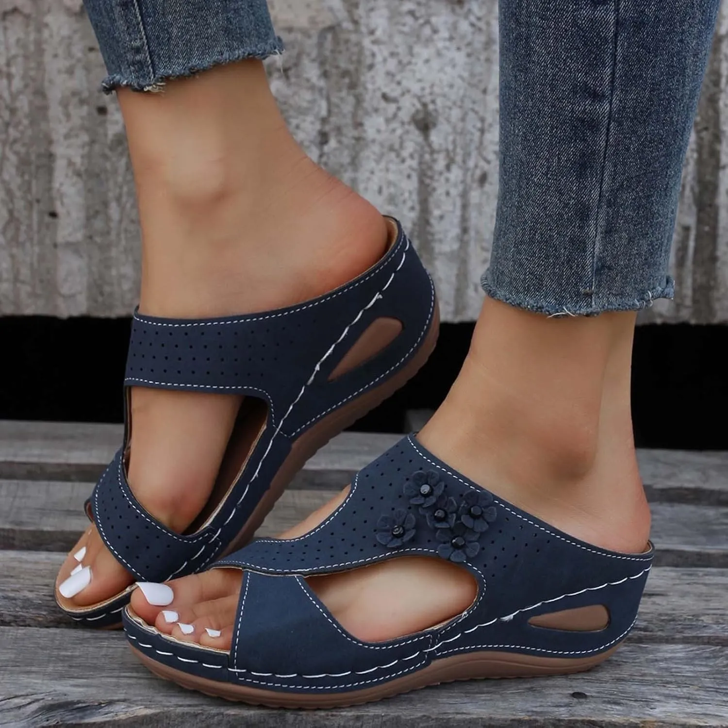 Arch Support Wedge Sandals for Women Womens Low Wedges Platform Sandal Orthopedic Sandals with Arch Support