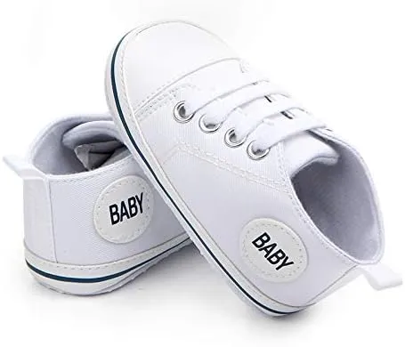 Baby Girls Boys Canvas Sneakers Soft Sole High-Top Ankle Infant First Walkers Crib Shoes