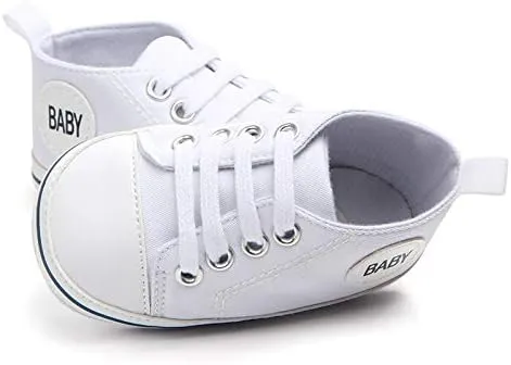 Baby Girls Boys Canvas Sneakers Soft Sole High-Top Ankle Infant First Walkers Crib Shoes