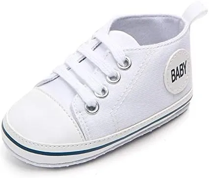 Baby Girls Boys Canvas Sneakers Soft Sole High-Top Ankle Infant First Walkers Crib Shoes