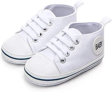 Baby Girls Boys Canvas Sneakers Soft Sole High-Top Ankle Infant First Walkers Crib Shoes