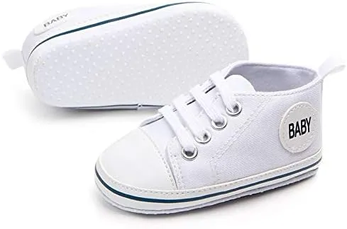Baby Girls Boys Canvas Sneakers Soft Sole High-Top Ankle Infant First Walkers Crib Shoes