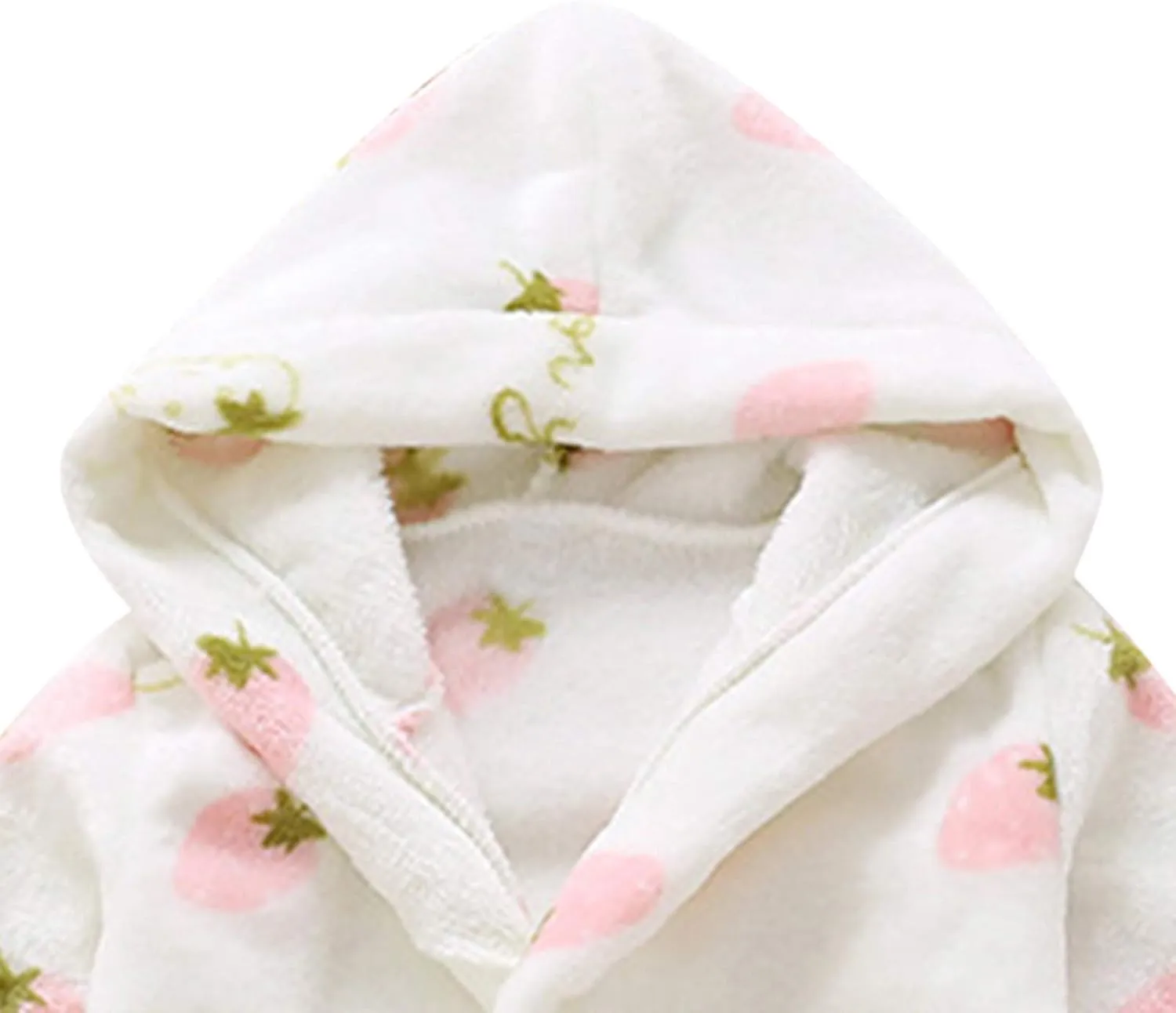 Baby Infant Flannel Hooded Robe Toddler Kids Unisex Elastic Waistband leepwear Cute Strawberry Print Night Bathrobes