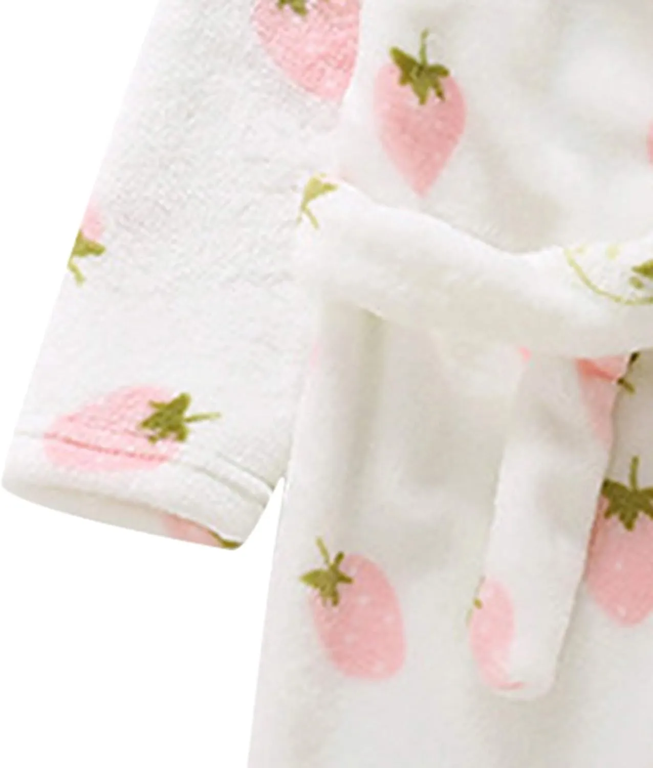 Baby Infant Flannel Hooded Robe Toddler Kids Unisex Elastic Waistband leepwear Cute Strawberry Print Night Bathrobes