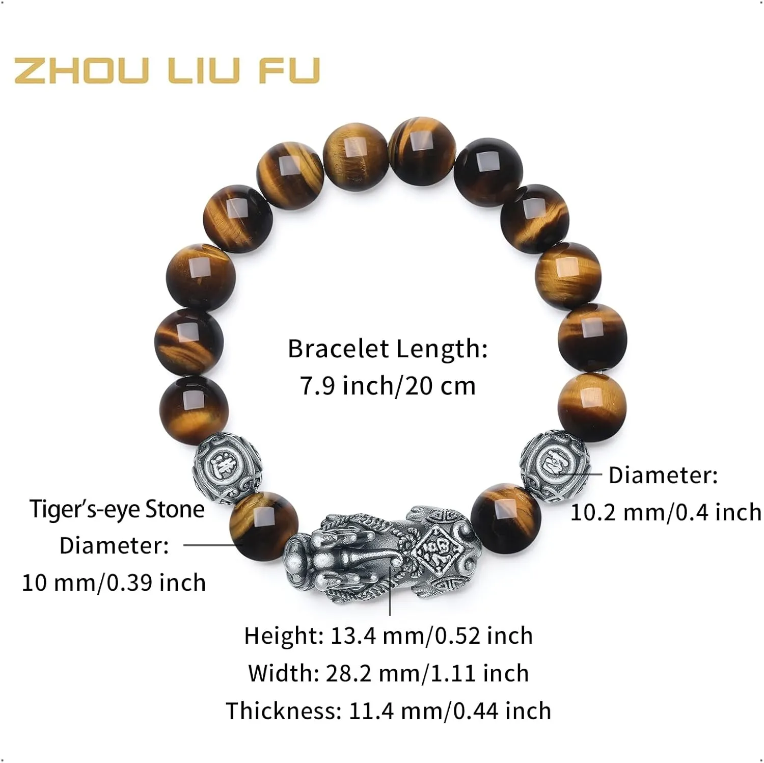 Black Bracelet for Men Silver Stretch Bracelets Natural Beaded Stone Obsidian Beads Petrified Wood Jewelry Feng Shui Adjustable Chain Pixiu Charm Bangle Protection Lucky Bangles Dainty Unisex Gifts