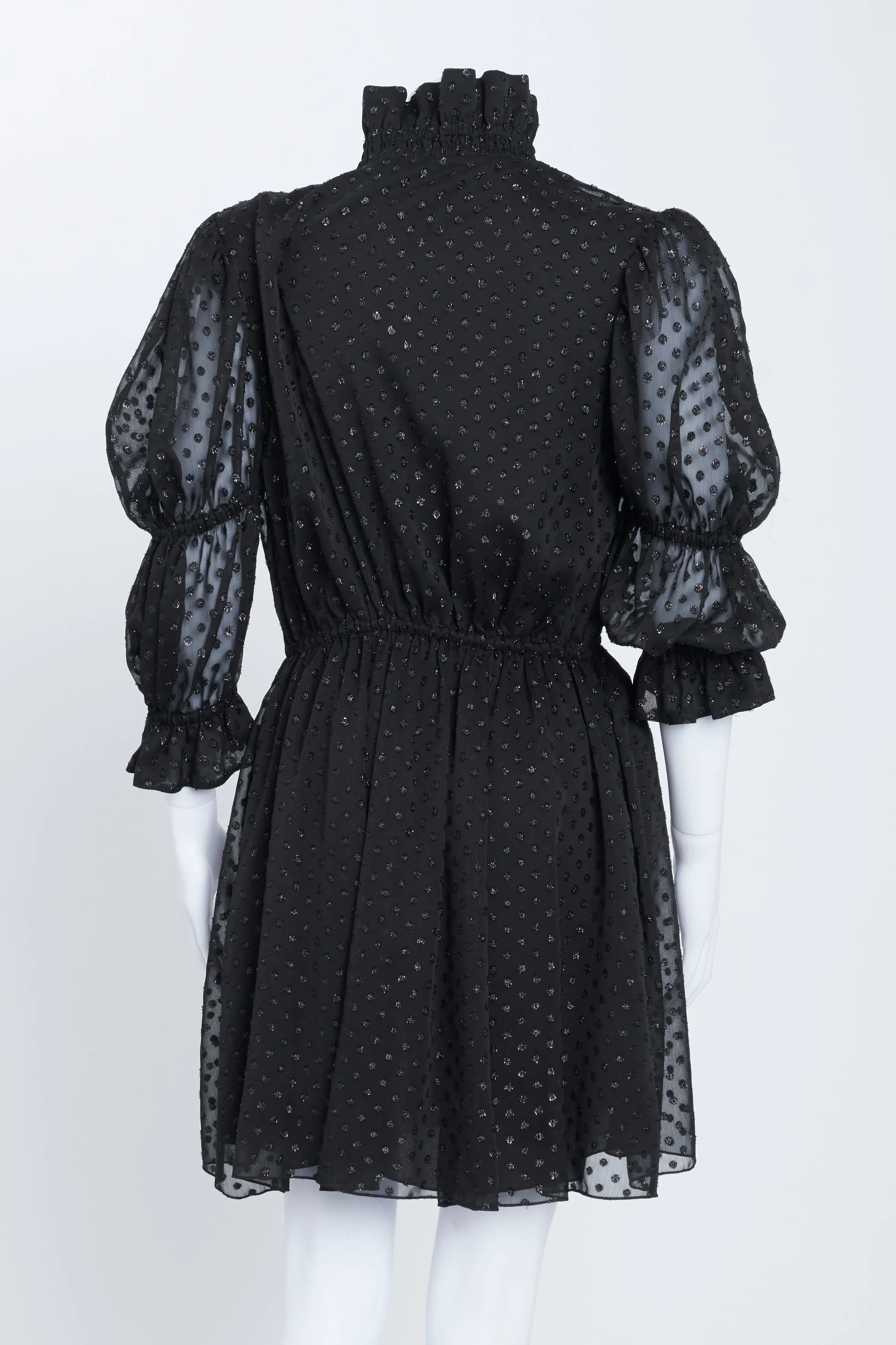 Black Glitter Polka Dot High Neck Mini Dress