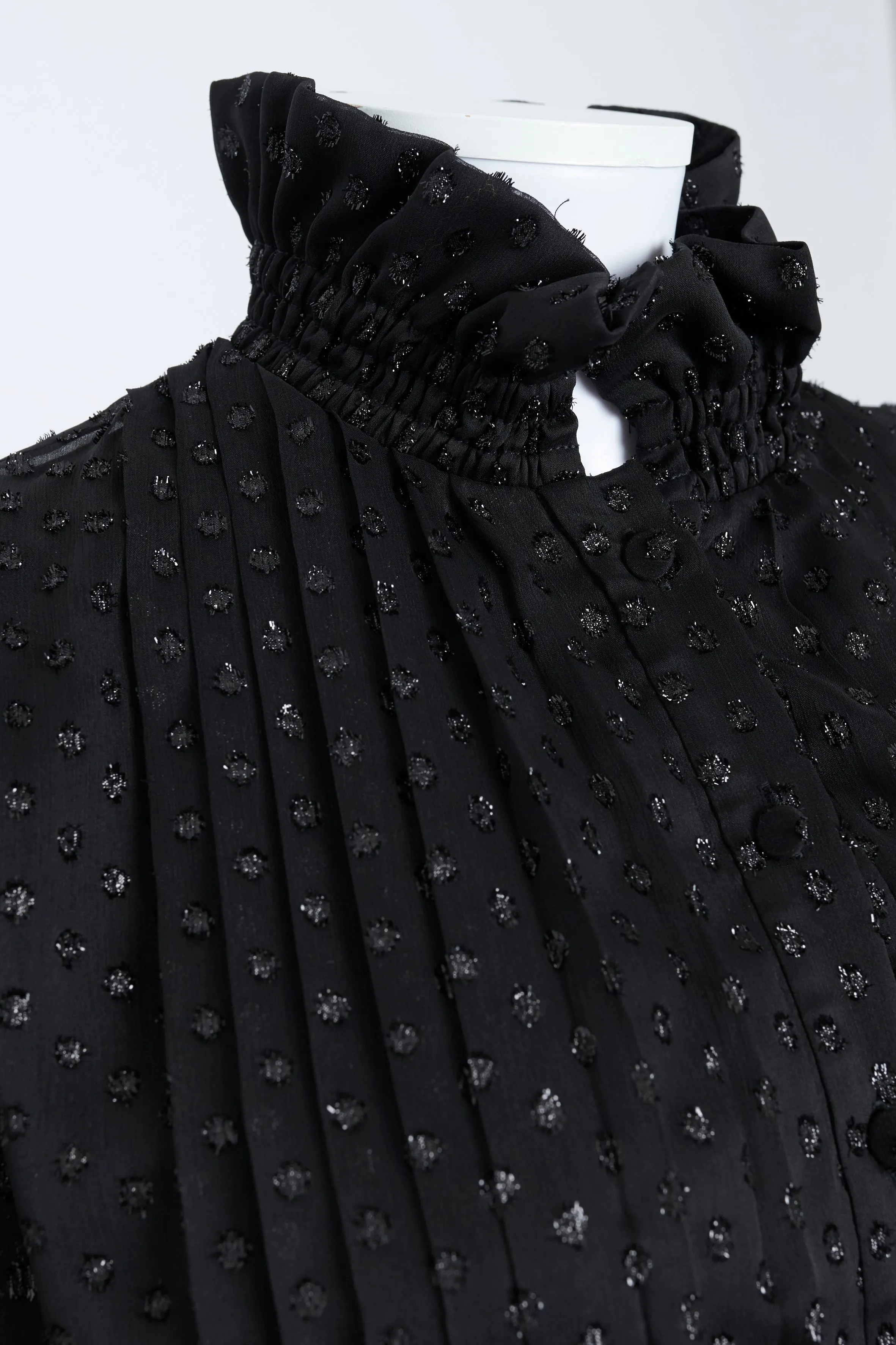 Black Glitter Polka Dot High Neck Mini Dress