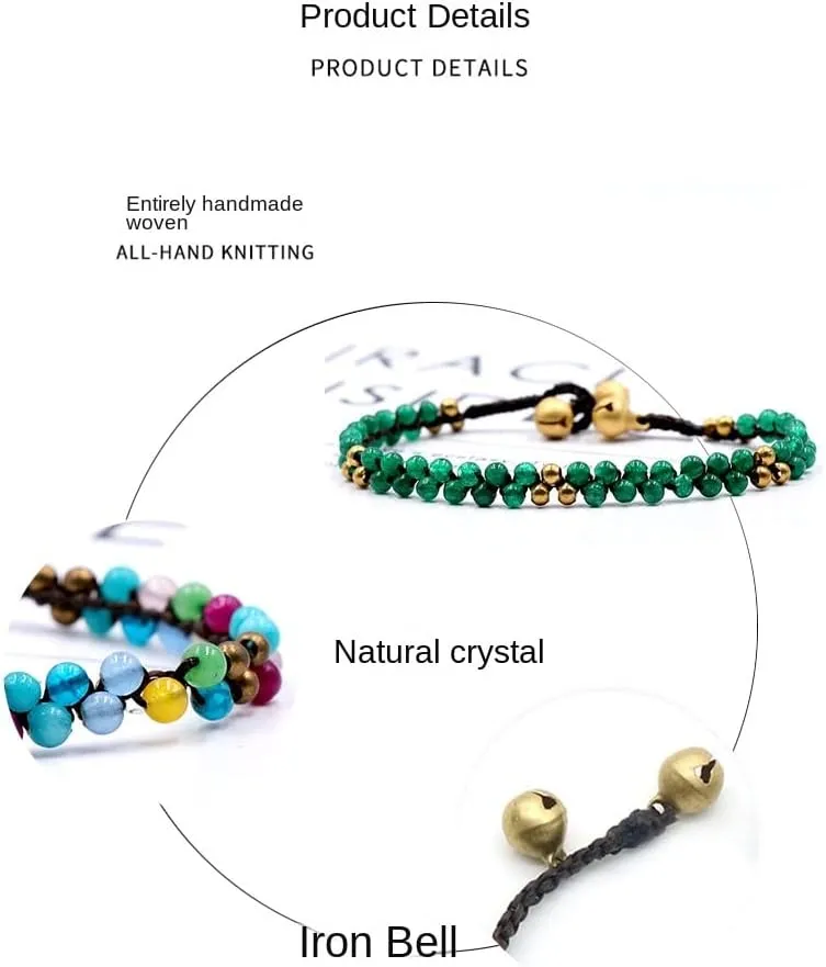Bohemian Retro Style Natural Stone Hand Woven Bracelet Green Contrast Mixed Beads