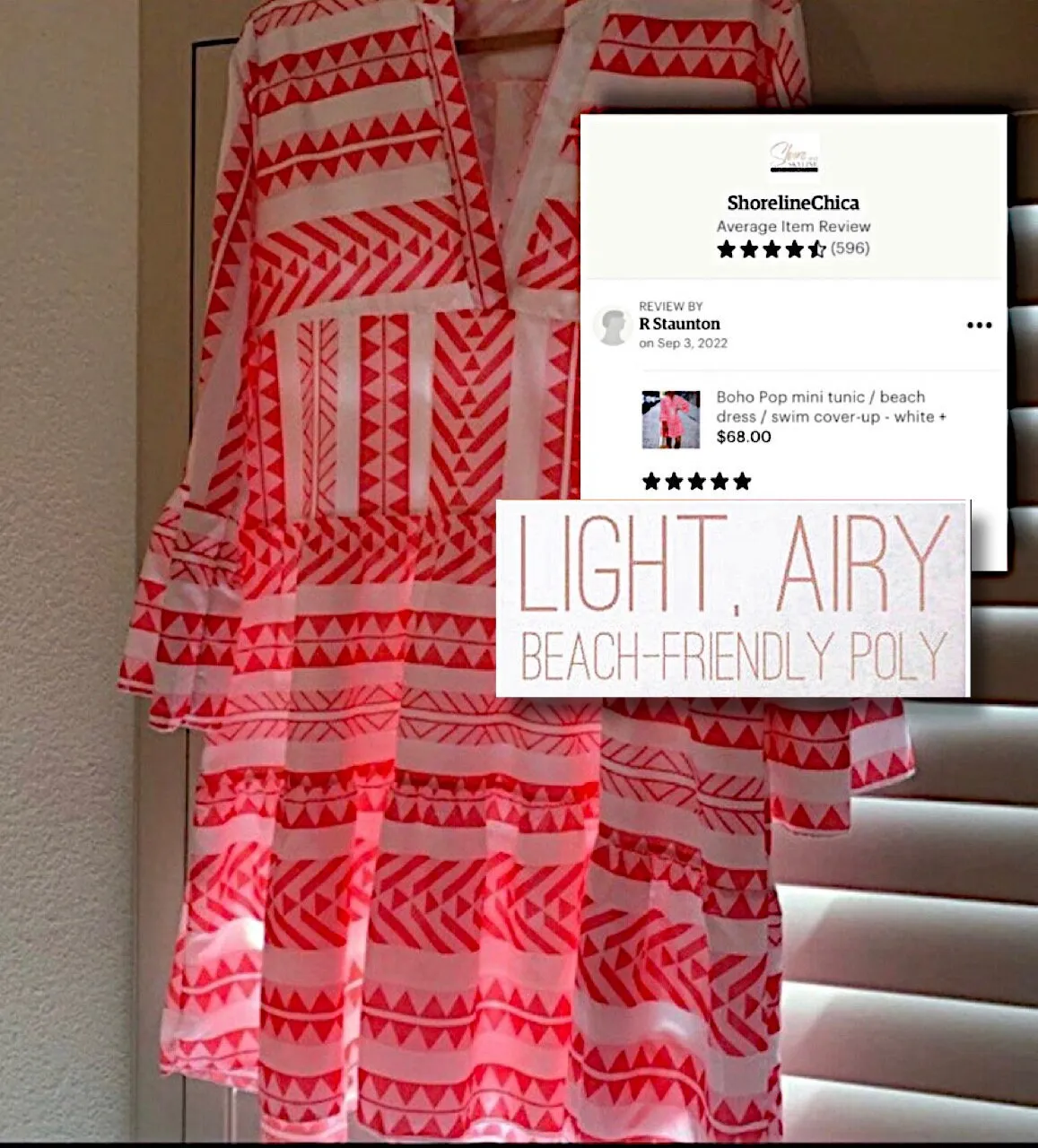 Boho Pop mini - midi beach dress / resort tunic top / cruise cover-up with white   bubble hot pink or deep sea GREEN mod print S - 3XL women