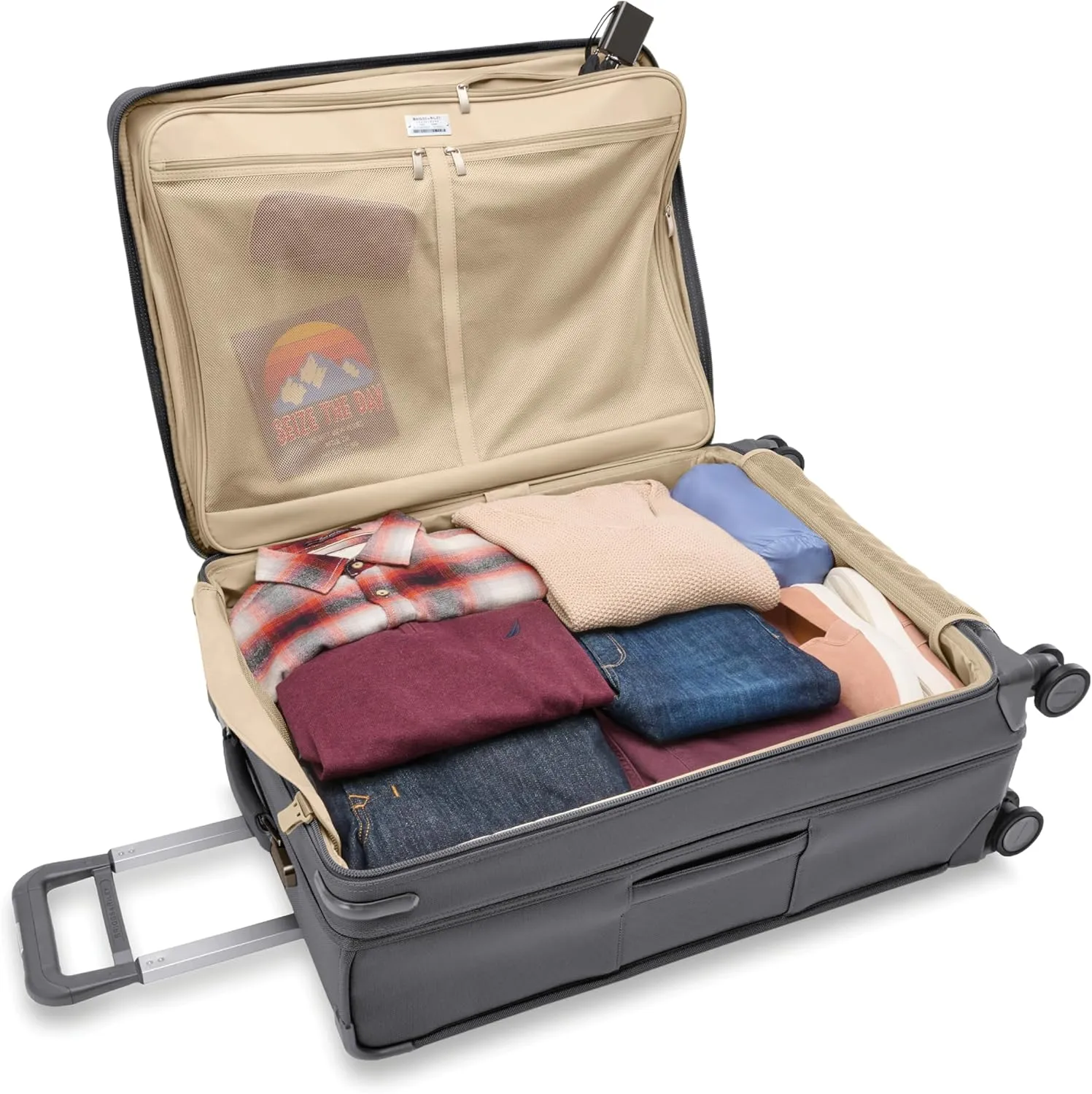 Briggs & Riley 29" Large Expandable Spinner - Checked Luggage for Travel, Suitcases with Wheels, Softside Rolling Bag for Men & Women, Self-Repairing Zipper - Baseline Collection, Steel Gray