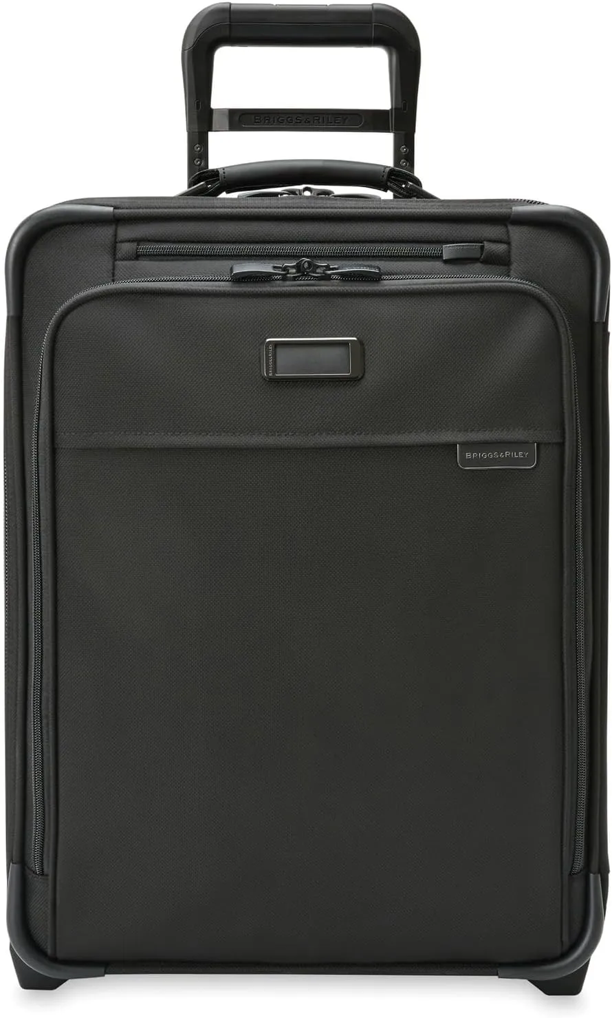 Briggs & Riley Global 2-Wheel Expandable Carry On - Luggage for International Travel, Suitcases with Wheels, Softside Rolling Bag for Men & Women, Self-Repairing Zipper - Baseline Collection, Black