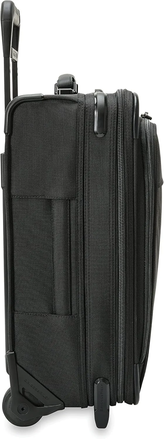 Briggs & Riley Global 2-Wheel Expandable Carry On - Luggage for International Travel, Suitcases with Wheels, Softside Rolling Bag for Men & Women, Self-Repairing Zipper - Baseline Collection, Black