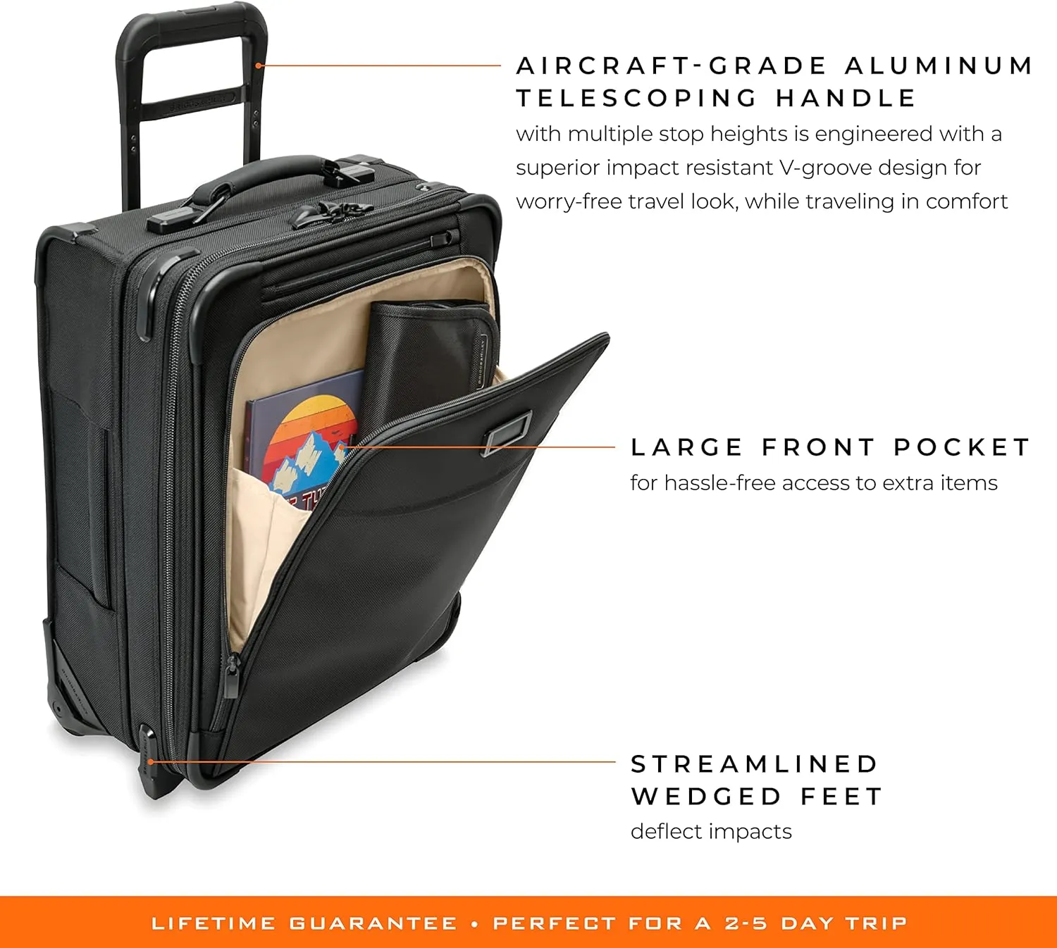 Briggs & Riley Global 2-Wheel Expandable Carry On - Luggage for International Travel, Suitcases with Wheels, Softside Rolling Bag for Men & Women, Self-Repairing Zipper - Baseline Collection, Black