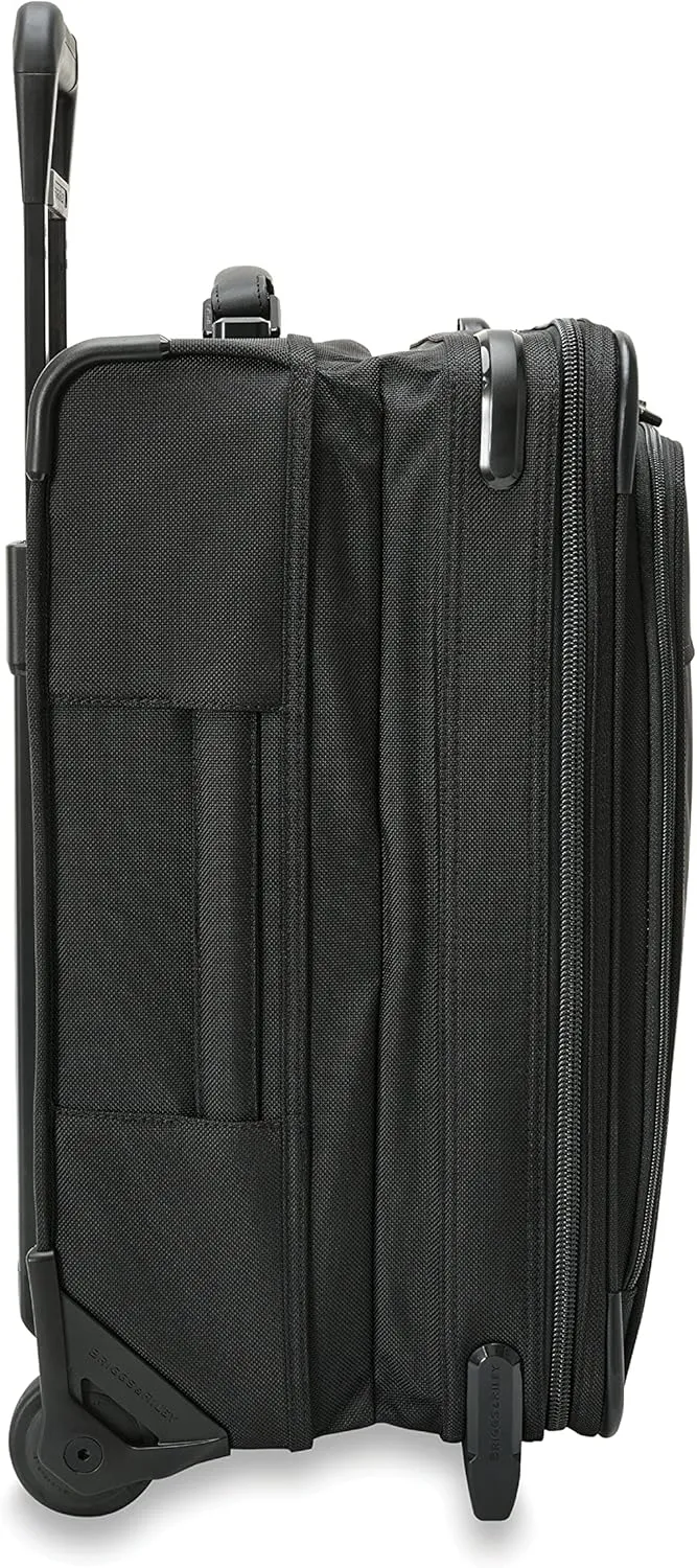 Briggs & Riley Global 2-Wheel Expandable Carry On - Luggage for International Travel, Suitcases with Wheels, Softside Rolling Bag for Men & Women, Self-Repairing Zipper - Baseline Collection, Black