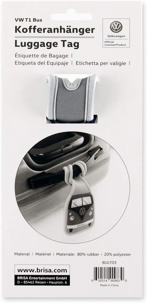BRISA VW Collection - Volkswagen Suitcase Luggage Address Tag Travel Label with T1 Bus Campervan Design (Peace/Green)