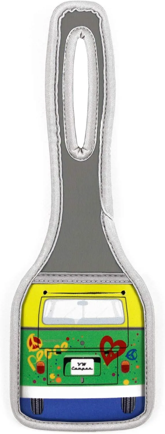 BRISA VW Collection - Volkswagen Suitcase Luggage Address Tag Travel Label with T1 Bus Campervan Design (Peace/Green)