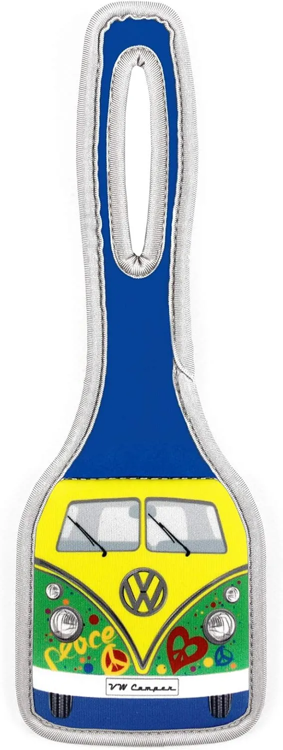 BRISA VW Collection - Volkswagen Suitcase Luggage Address Tag Travel Label with T1 Bus Campervan Design (Peace/Green)