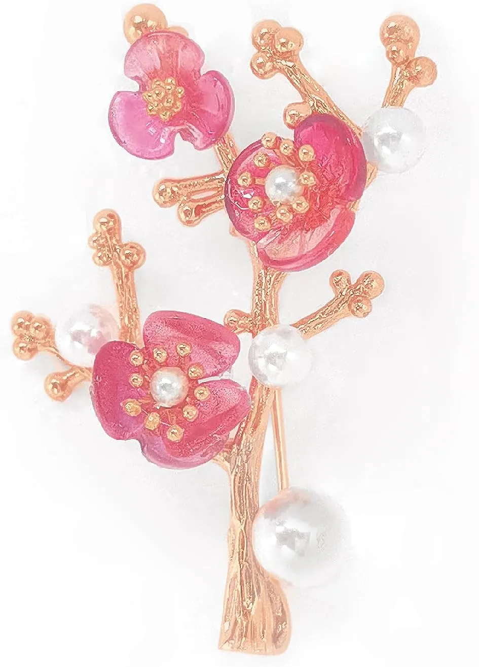 Brooches for Women with Crystal, Pink Flower, Rhinestone Brooches Pins Elegant Jewelry Blossom Fashionable Gifts Ladies Bouquet Brooches Pin for Birthday, Party, New Year, Wedding