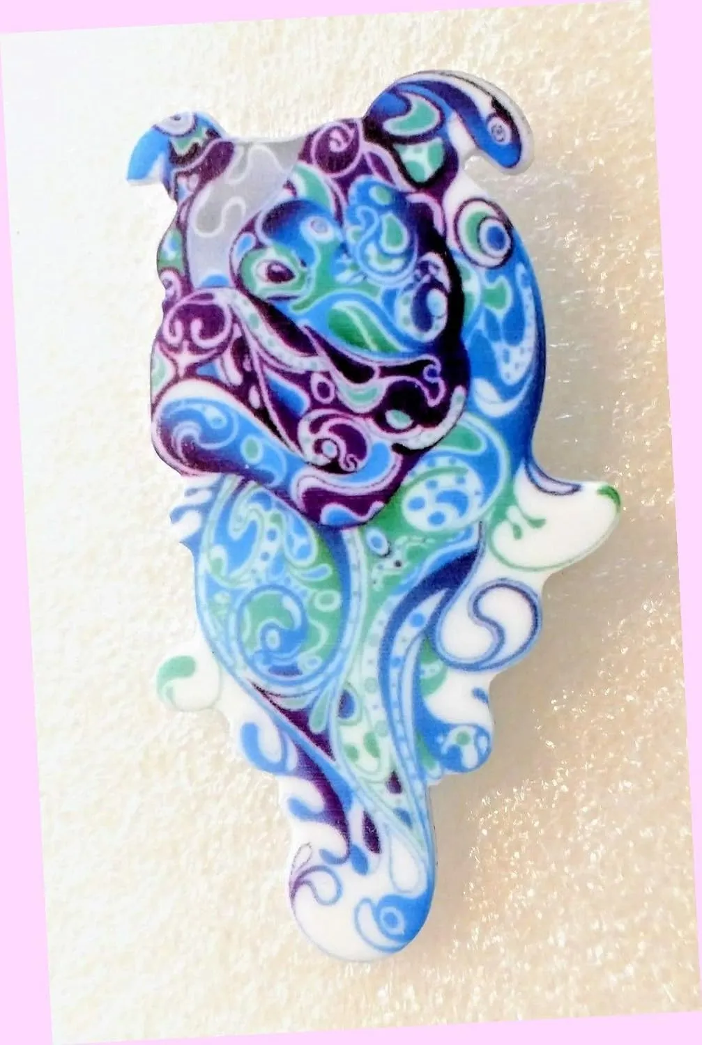Bulldog Dog Large Multicolor Acrylic Pin Brooch Jewelry Rhinestone Brooch Pin for Women