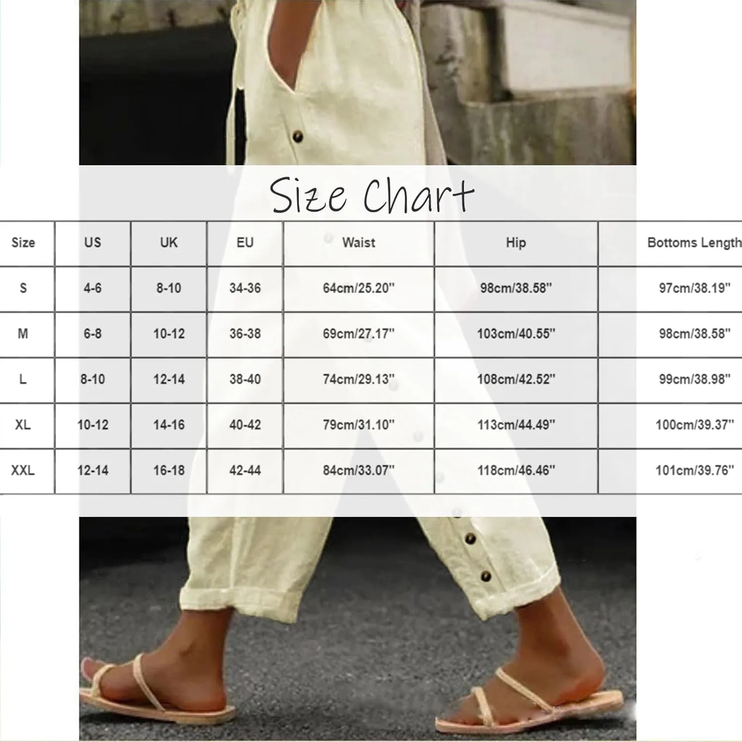 Capri Linen Pants Women Casual Summer Drawstring Elastic Linen Pant Straight Wide Leg Cropped Pants