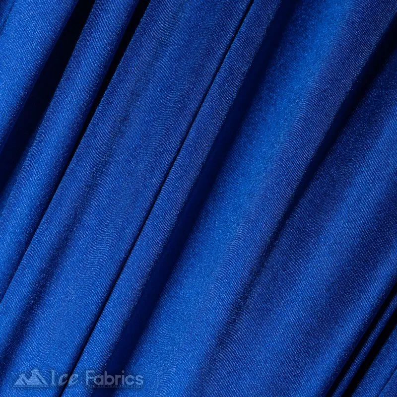 Casino 4 Way Stretch Satin Fabric Shiny Royal Blue Silky Spandex