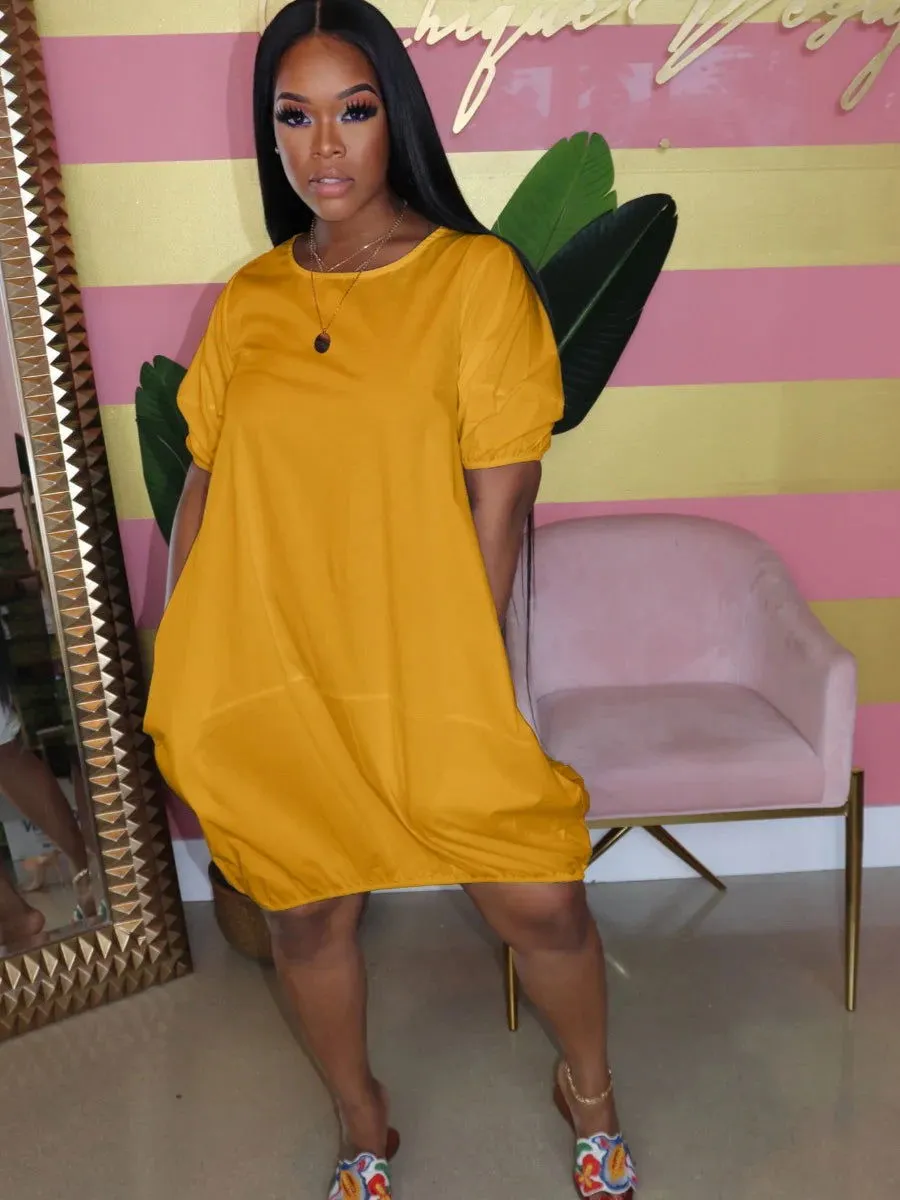 Casual Drop Shoulder Knee Length Loose Dresses