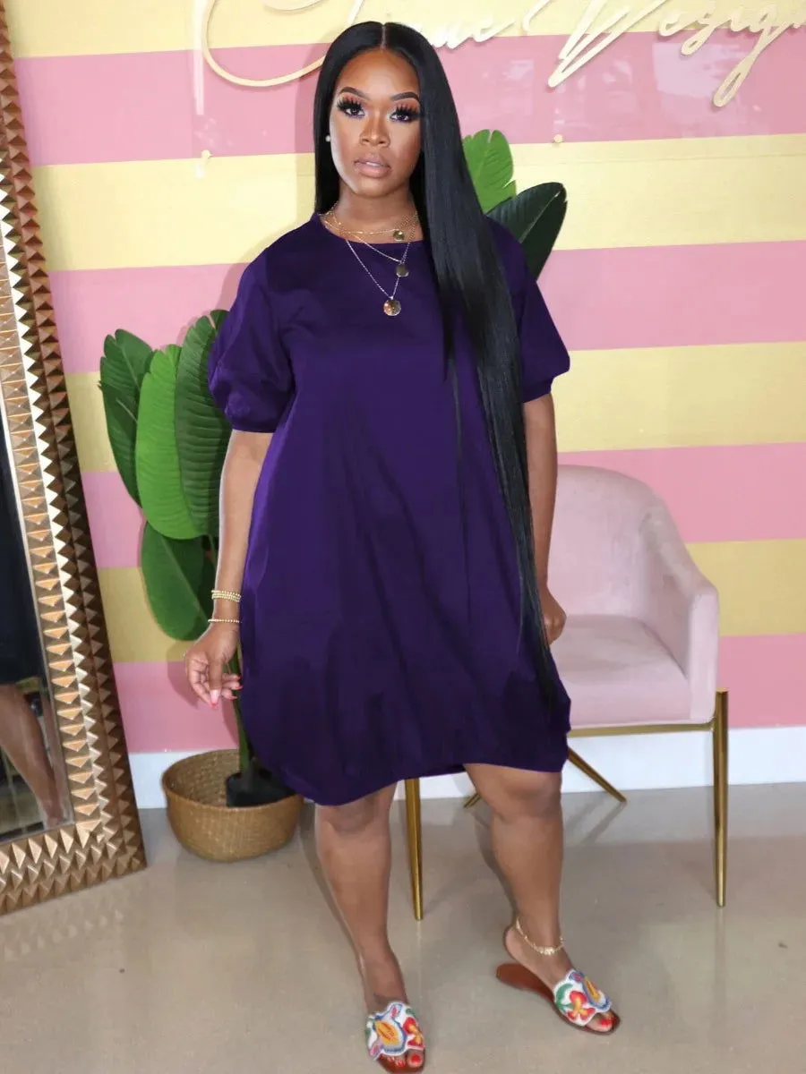 Casual Drop Shoulder Knee Length Loose Dresses