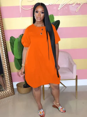 Casual Drop Shoulder Knee Length Loose Dresses
