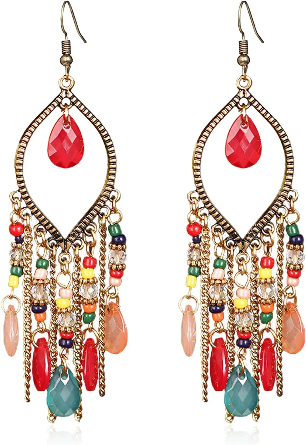 Chandelier Earrings Bohemian Boho Tassel Dangle Drop Earrings for Women Statement Fringe Drop Earrings