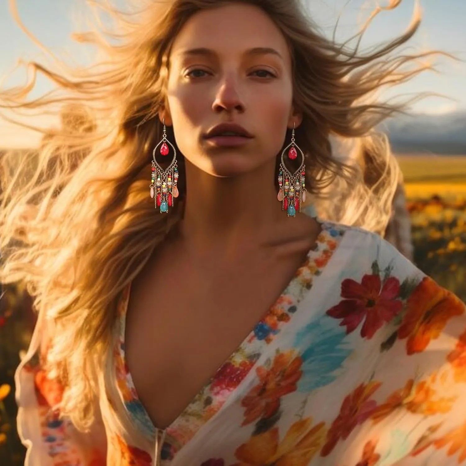Chandelier Earrings Bohemian Boho Tassel Dangle Drop Earrings for Women Statement Fringe Drop Earrings