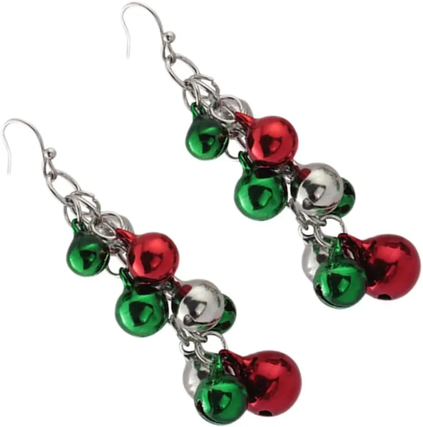 Christmas Jingle Bell Drop Earrings Multicolor Chandelier Dangle Earrings for Holiday Parties Festive Present for Birthdays Anniversaries Bells Tone
