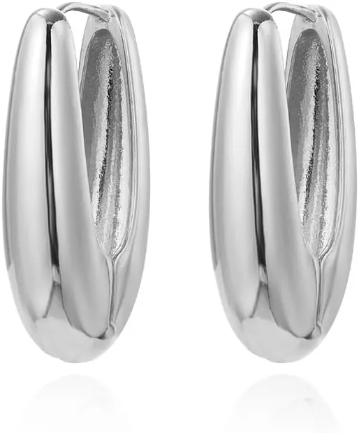 Chunky Gold Large Oval Dangle Drop Earrings, Lengthened Water Drop Huggie Hoop Earrings, Trendy Statement Jewelry Gifts for Women