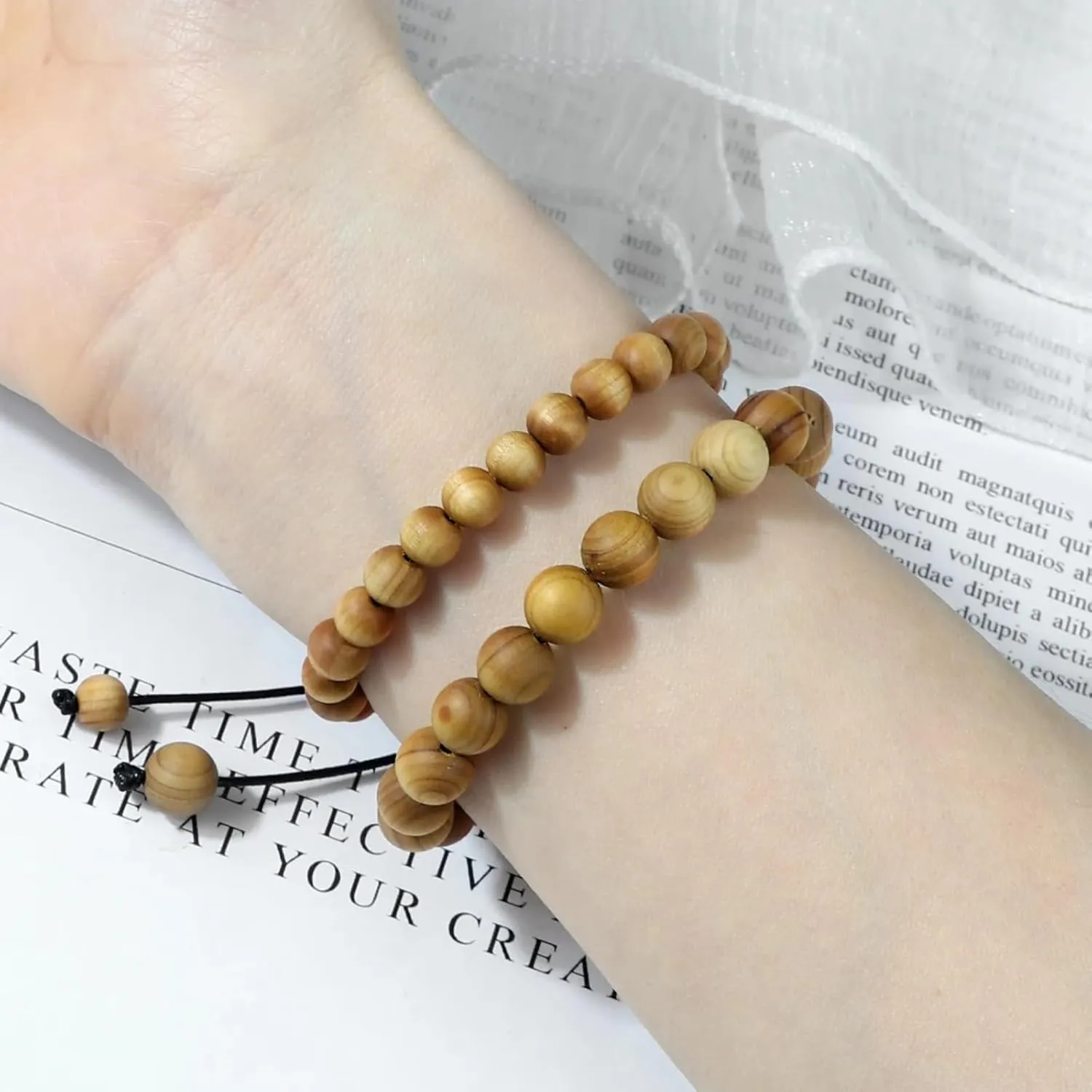 Cliff Cypress Wooden Bead Bracelet for Women Men Handmade Stretch Beaded Bracelets Yoga Jewelry 6/8/10mm